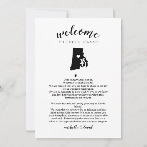 Welcome Rhode Island Wedding Letter  Itinerary