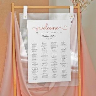 Welcome Rose Gold Alphabetical Seating Charts