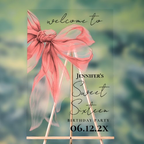 Welcome Rose Gold Bow Coquette Script Sweet 16 
