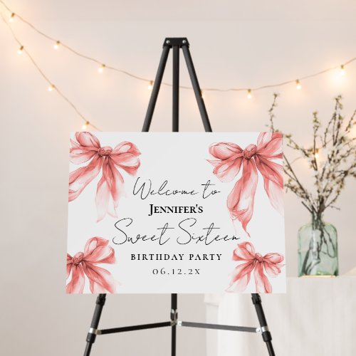 Welcome Rose Gold Bow Coquette Script Sweet 16 