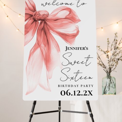 Welcome Rose Gold Bow Coquette Script Sweet 16 