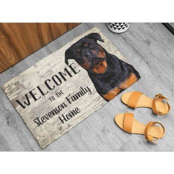 Welcome Rottweiler Dog Animal Family Name Home  Doormat by TheShirtBox at Zazzle
