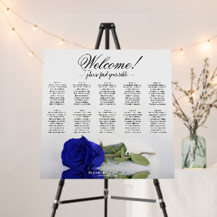 Welcome! Royal Blue Rose 10 Table Seating Chart Foam Board