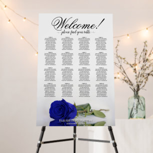 Welcome! Royal Blue Rose 16 Table Seating Chart Foam Board