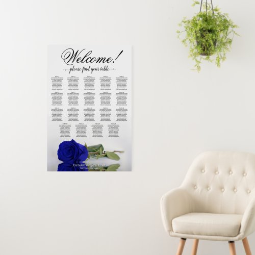 Welcome! Royal Blue Rose 19 Table Seating Chart Foam Board