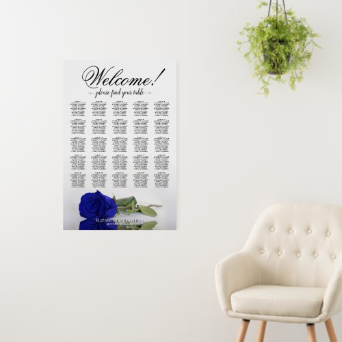 Welcome! Royal Blue Rose 25 Table Seating Chart Foam Board