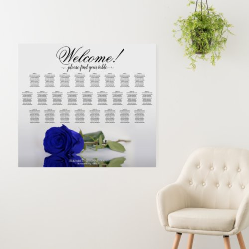 Welcome Royal Blue Rose 25 Table Seating Chart Foam Board