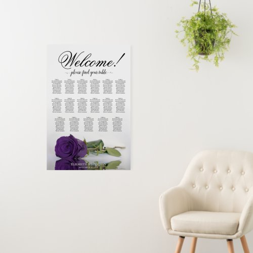 Welcome! Royal Purple Rose 17 Table Seating Chart Foam Board