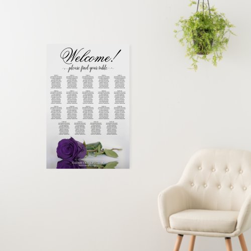 Welcome! Royal Purple Rose 19 Table Seating Chart Foam Board