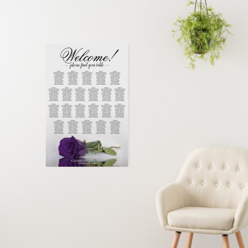 Welcome! Royal Purple Rose 22 Table Seating Chart Foam Board