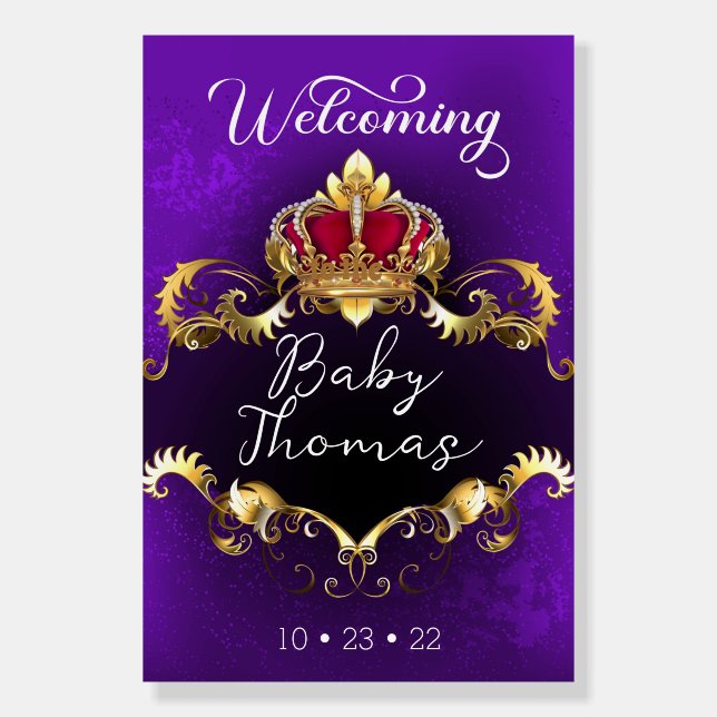 Welcome Royalty Baby Shower Easel Sign (Front)