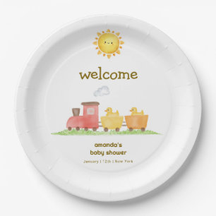 Welcome Rubber Duck Choo Choo Train Baby Shower Paper Plates
