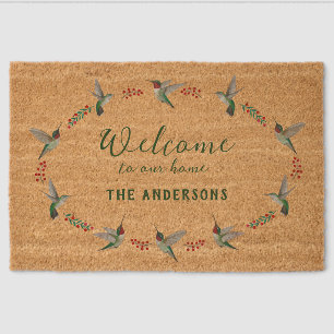Welcome Ruby-throated Hummingbirds Fiber Doormat