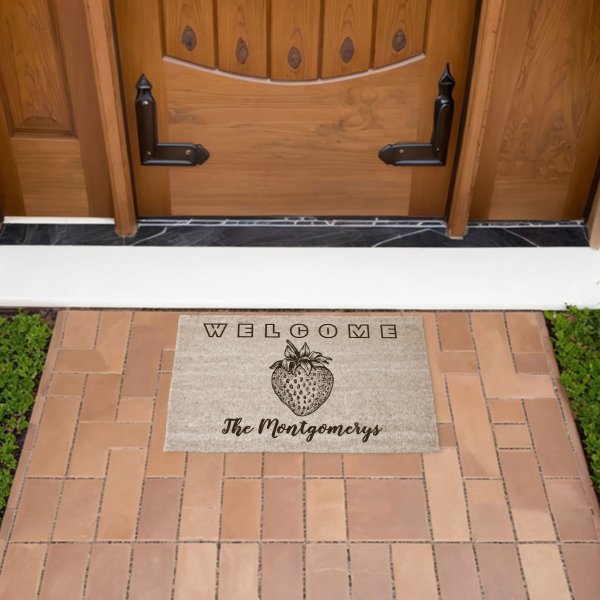 WELCOME Rustic Black Strawberry Personalized