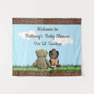 Welcome Rustic Cowboy Baby of Color Shower Banner Tapestry