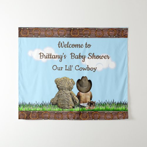 Welcome Rustic Cowboy Baby of Color Shower Banner Tapestry