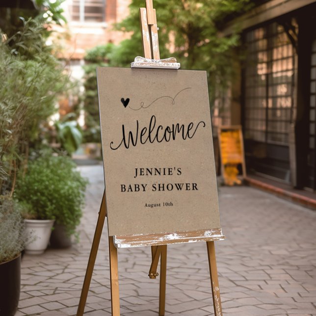 Welcome, Rustic Kraft Script Baby Shower Foam Board (Creator Uploaded)