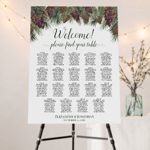 Welcome! Rustic Pinecones 19 Table Seating Chart Foam Board
