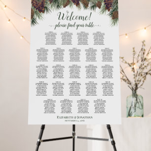 Welcome! Rustic Pinecones 23 Table Seating Chart Foam Board