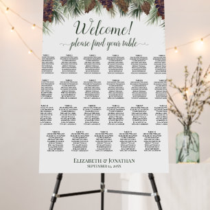 Welcome! Rustic Pinecones 23 Table Seating Chart Foam Board
