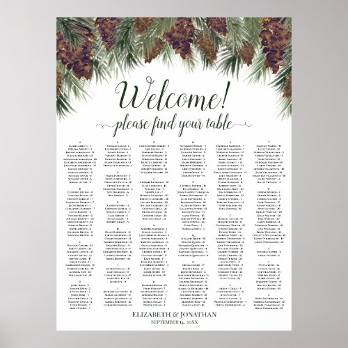 Welcome Rustic Pinecones Wedding Seating Chart