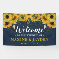 Welcome Rustic Sunflower, Navy & Gold Wedding