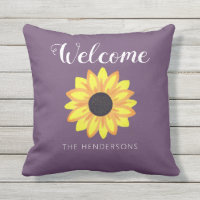 Welcome Rustic Sunflower Purple Yellow Monogram