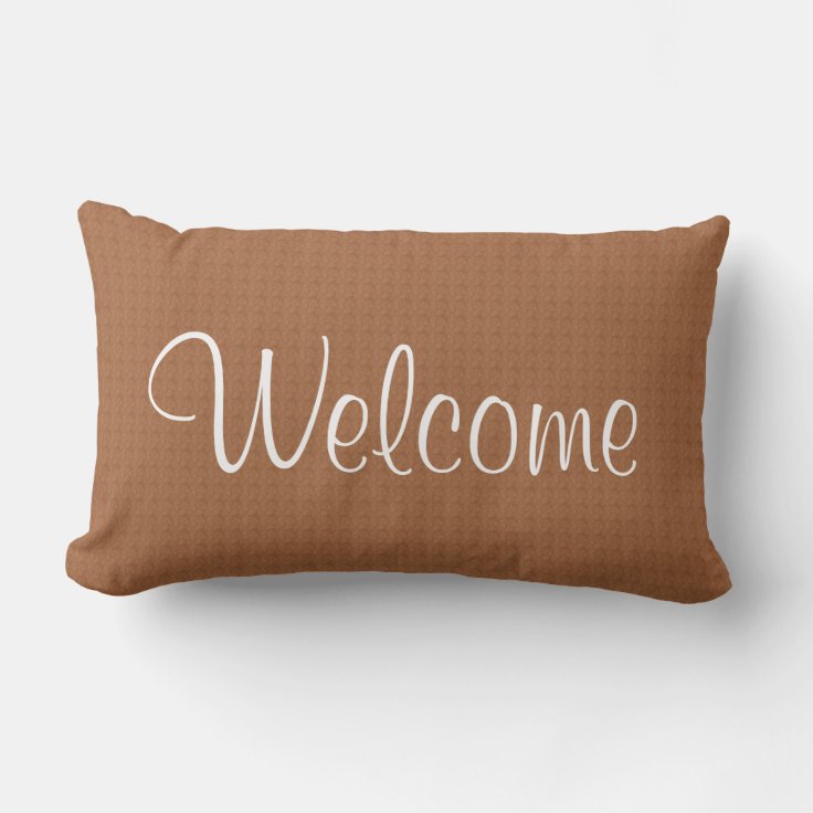 Welcome Rustic Textured Neutral Modern Decorative Lumbar Pillow | Zazzle