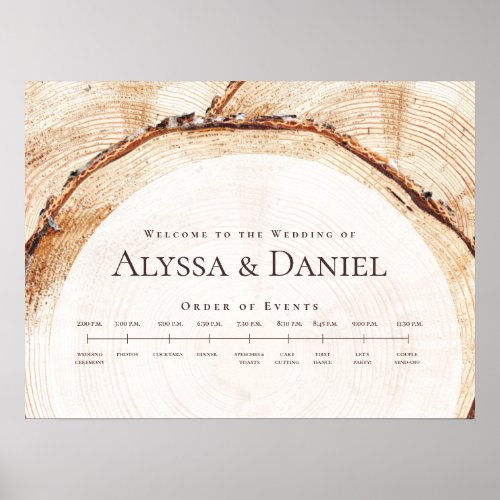 Welcome Rustic Wedding Custom Order of events Sign