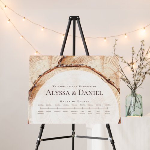 Welcome Rustic Wedding Custom Order of events Sign