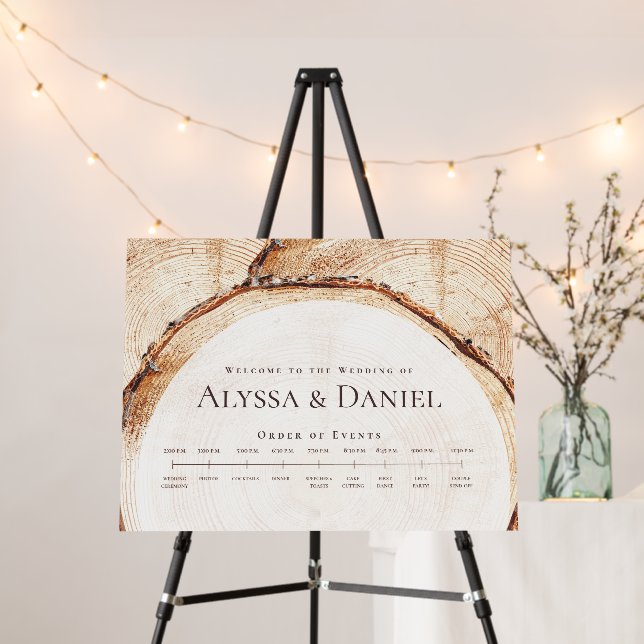 Welcome Rustic Wedding Custom Order of events Sign (In Situ (Stand))