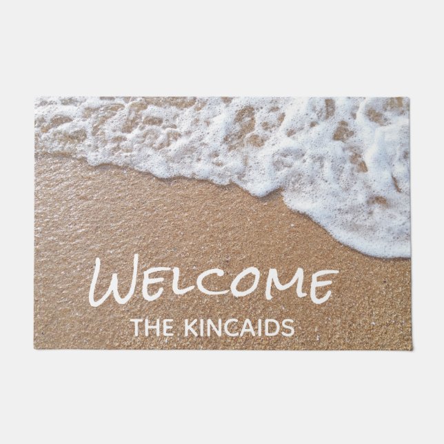 Welcome Sandy Beach Personalized Doormat (Front)