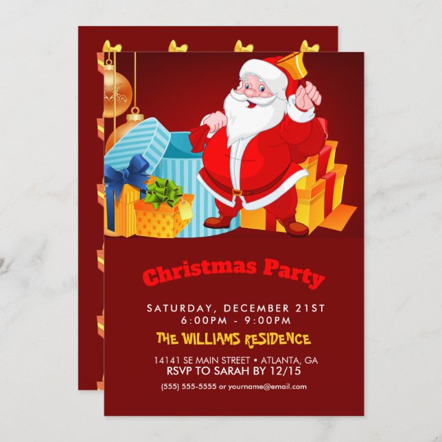 Welcome Santa Claus Cartoon          Invitation (Front/Back)