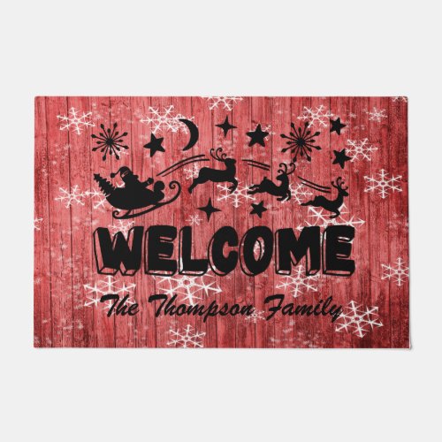 Welcome Santa Reindeer Snowflakes Christmas  Doormat