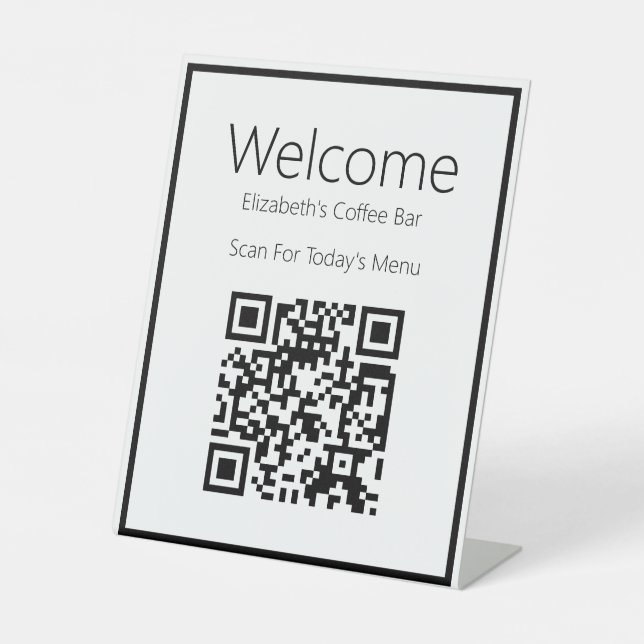 Welcome Scan QR Code for Menu Pedestal Sign (Front)