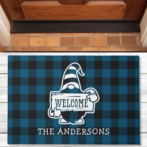 Welcome Scandinavian Gnome Personalized Doormat