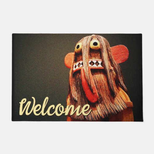 Welcome Script Kachina Doll Face Photo Cute Bold Doormat