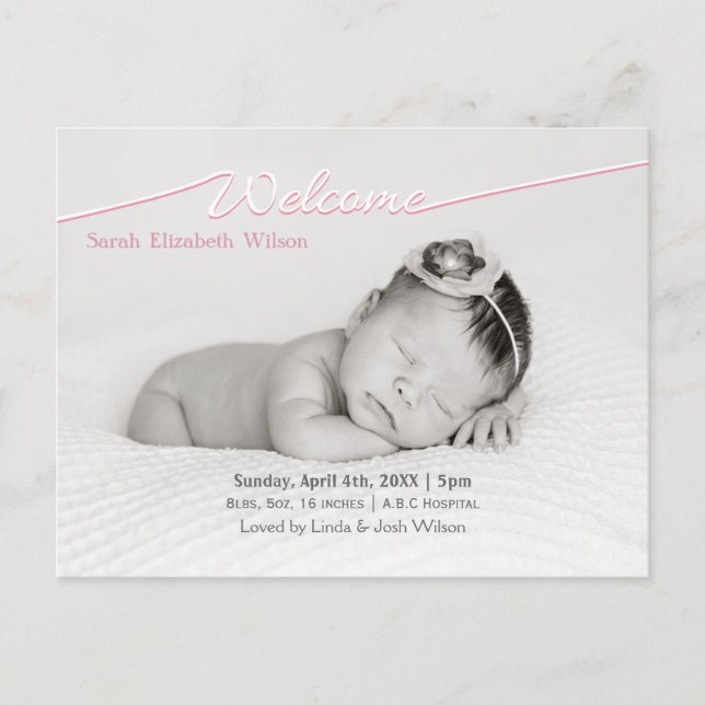 Welcome Script Mod Baby Girl Arrival Announcement (Front)