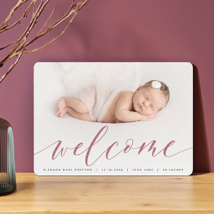 Welcome Script Photo Birth Announcement