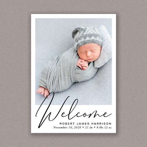 Welcome Script Photo Birth Announcement