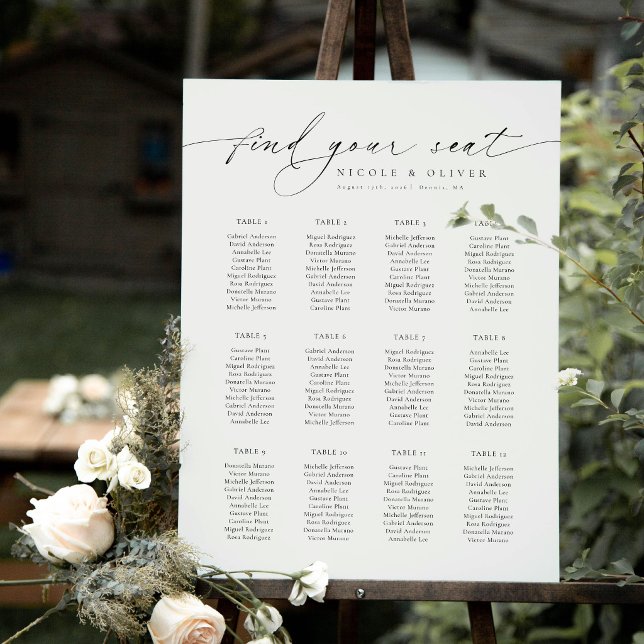 Welcome Seating Chart 12 Tables Modern Script (Welcome Seating Chart 12 Tables, Wedding Seating Plan)