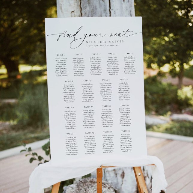 Welcome Seating Chart 17 Tables Modern Script (Welcome Seating Chart 17 Tables Modern Script, Wedding Seating Plan)