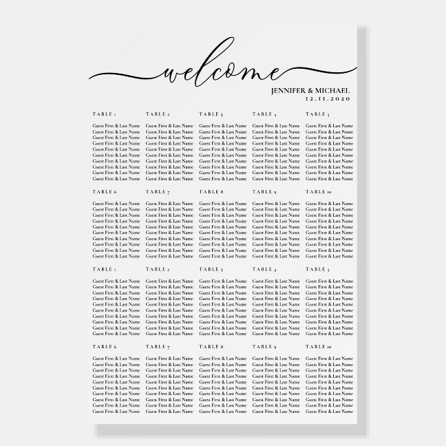 Welcome seating chart 20 twenty table numbers foam board