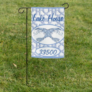 Welcome Shrimp Ocean Chinoiserie Garden Flag