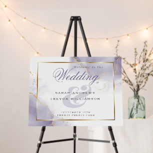 Welcome Sign2 Abstract Dusty Plum Gold Foam Board