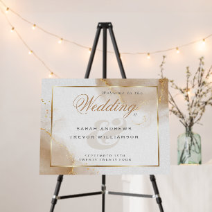 Welcome Sign2 Abstract Soft Brown Gold Foam Board