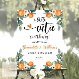 Welcome Sign A Little Cutie Orange Baby Shower Sig