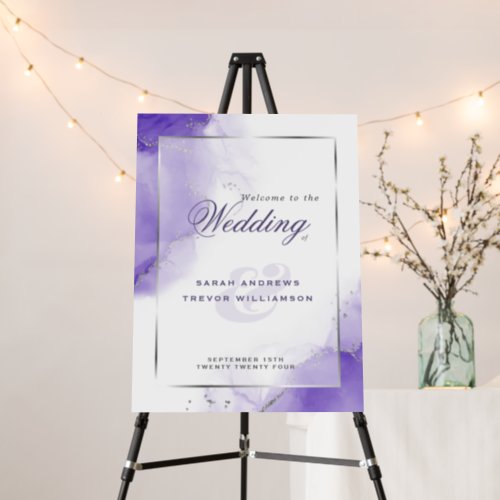 Welcome Sign Amethyst Purple Abstract Silver
