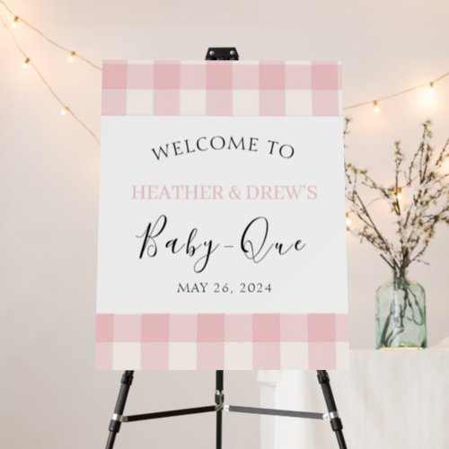 Welcome sign Baby Q Baby Shower Barbecue PinkPlaid