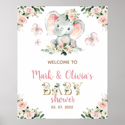 Welcome sign Baby Shower Elephant Poster